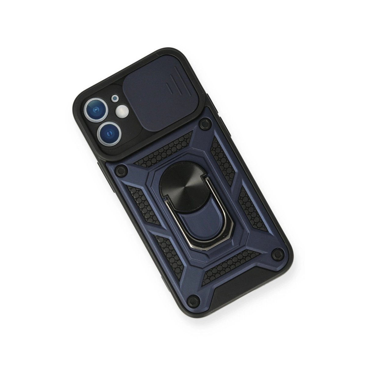 İphone 12 Kılıf Pars Lens Yüzüklü Silikon - Lacivert