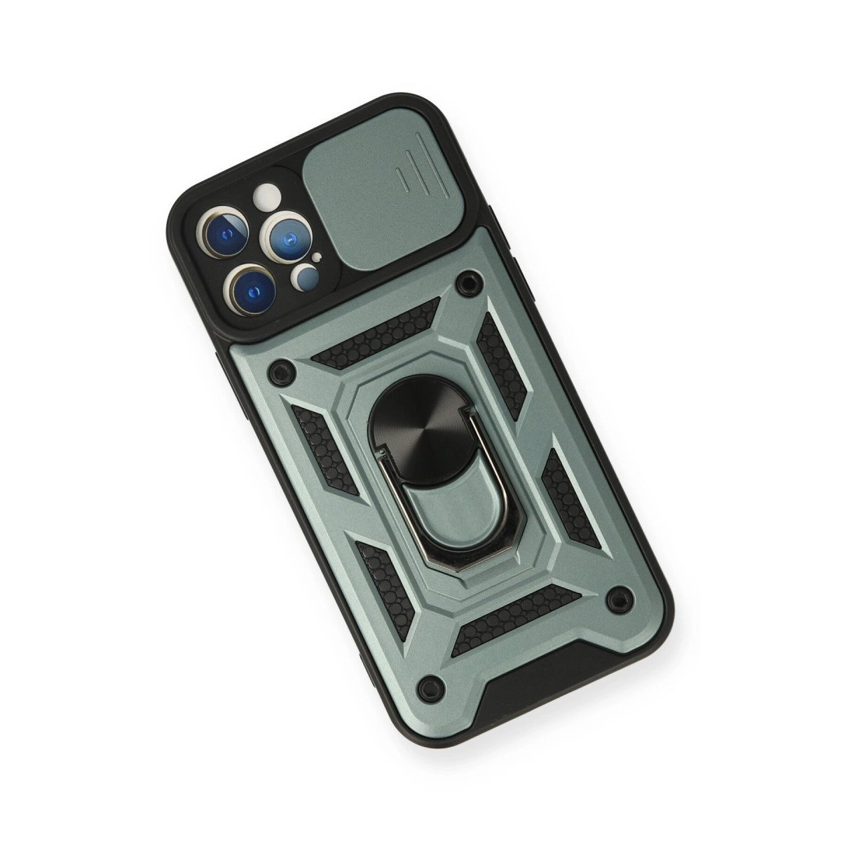 İphone 12 Pro Kılıf Pars Lens Yüzüklü Silikon - Yeşil İphone 12 Pro Kılıf Pars Lens Yüzüklü Silikon - Yeşil