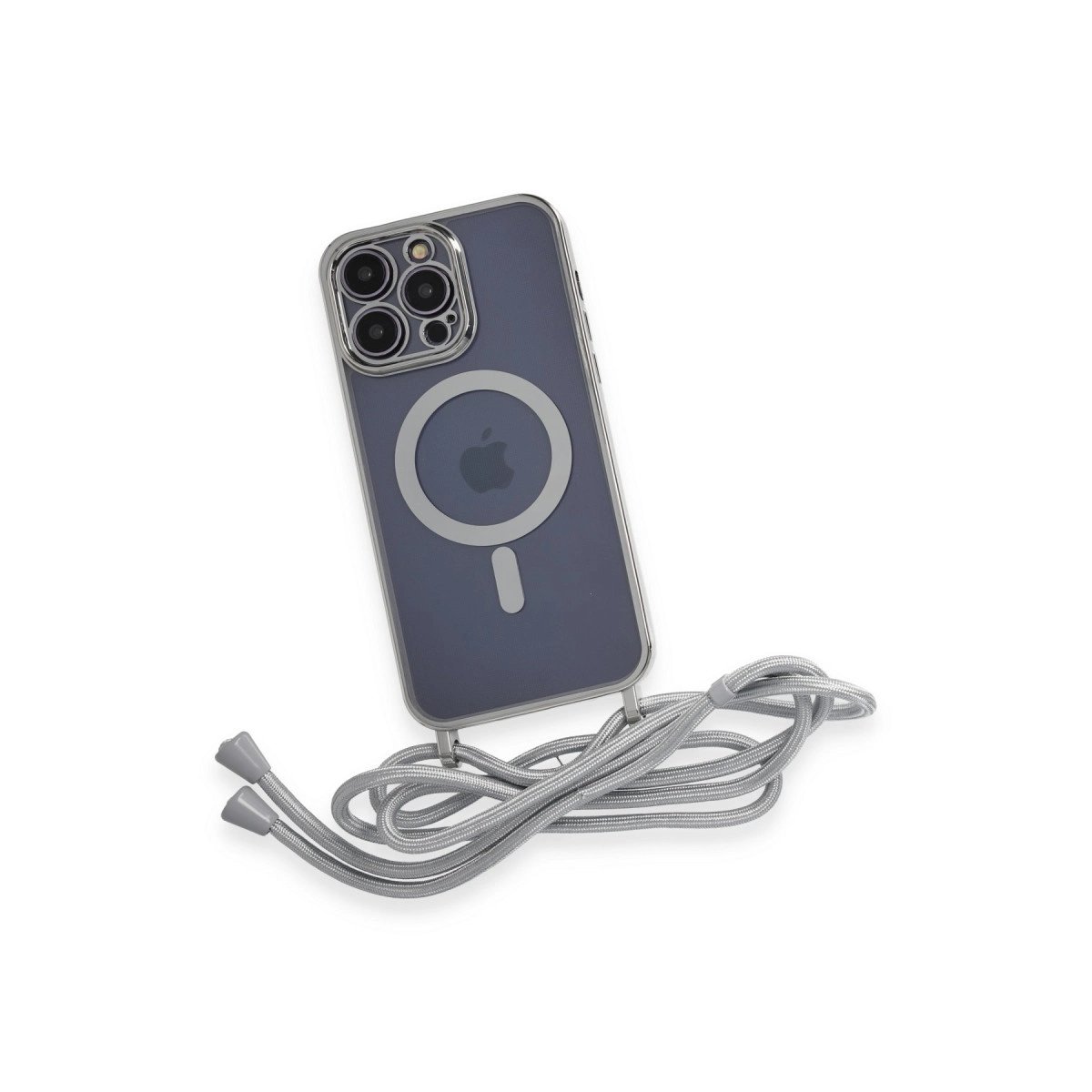İphone 13 Pro Max Kılıf Divo Lazer Askılı Magsafe Kapak - Gümüş
