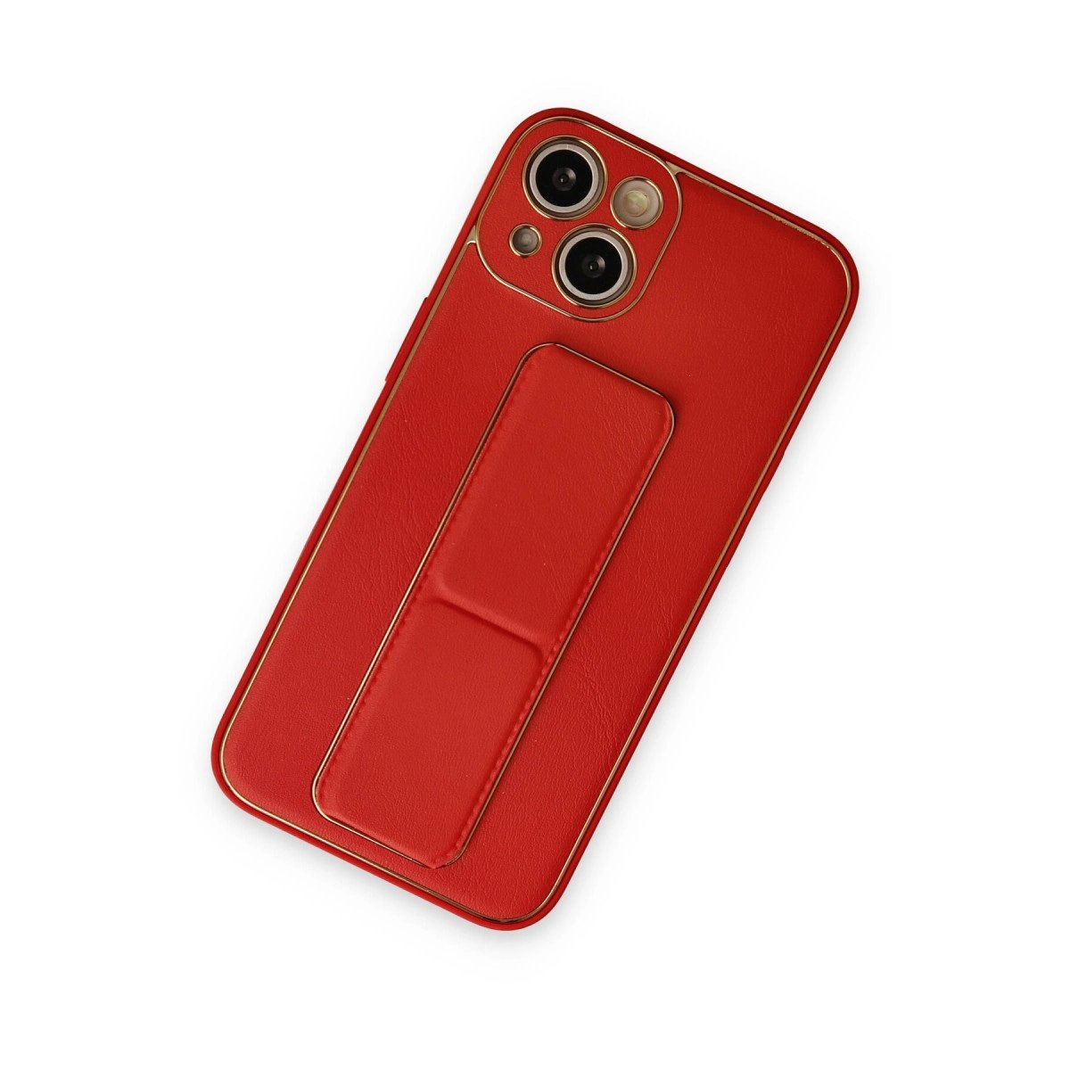 İphone 14 Kılıf Coco Deri Standlı Kapak - Kırmızı İphone 14 Kılıf Coco Deri Standlı Kapak - Kırmızı