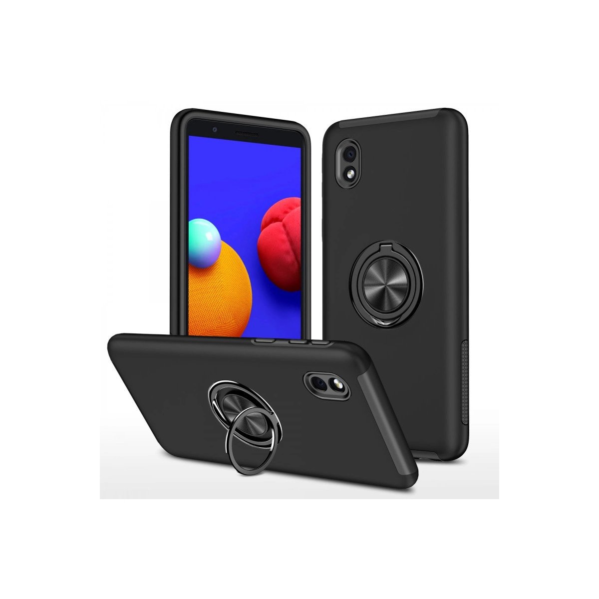Samsung Galaxy A01 Core Kılıf Elit Yüzüklü Kapak - Siyah Samsung Galaxy A01 Core Kılıf Elit Yüzüklü Kapak - Siyah