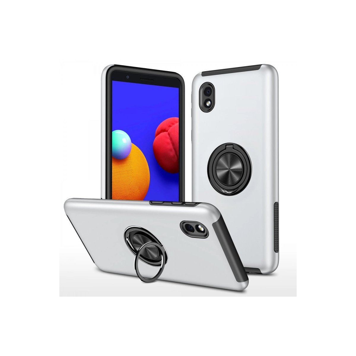 Samsung Galaxy A01 Core Kılıf Elit Yüzüklü Kapak - Gümüş Samsung Galaxy A01 Core Kılıf Elit Yüzüklü Kapak - Gümüş