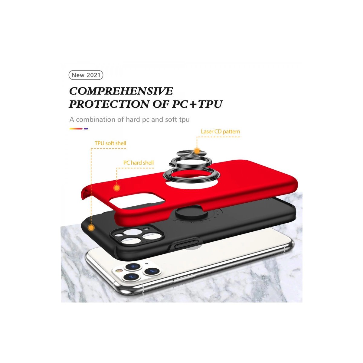 İphone 11 Pro Max Kılıf Elit Yüzüklü Kapak - Kırmızı İphone 11 Pro Max Kılıf Elit Yüzüklü Kapak - Kırmızı