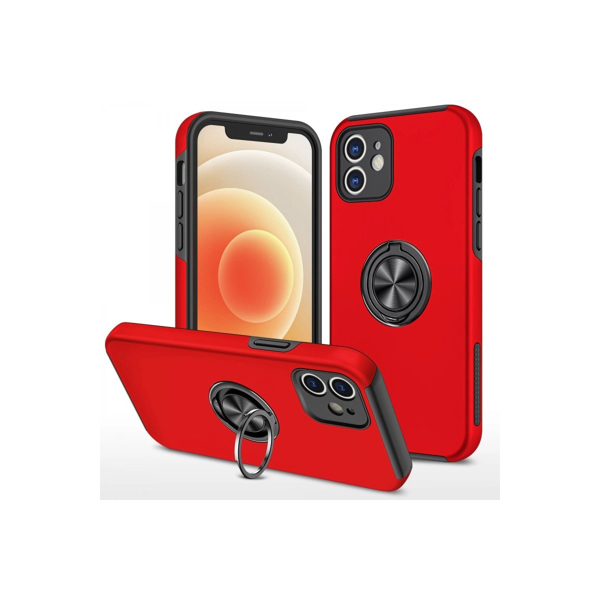 İphone 12 Mini Kılıf Elit Yüzüklü Kapak - Kırmızı İphone 12 Mini Kılıf Elit Yüzüklü Kapak - Kırmızı