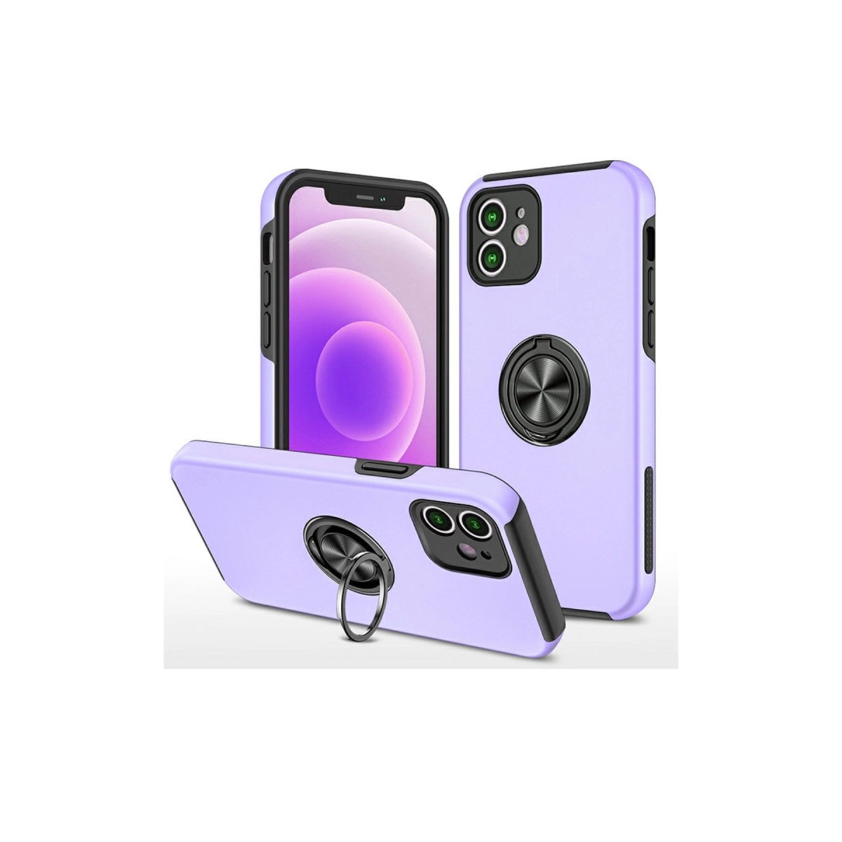 İphone 12 Mini Kılıf Elit Yüzüklü Kapak - Mor İphone 12 Mini Kılıf Elit Yüzüklü Kapak - Mor