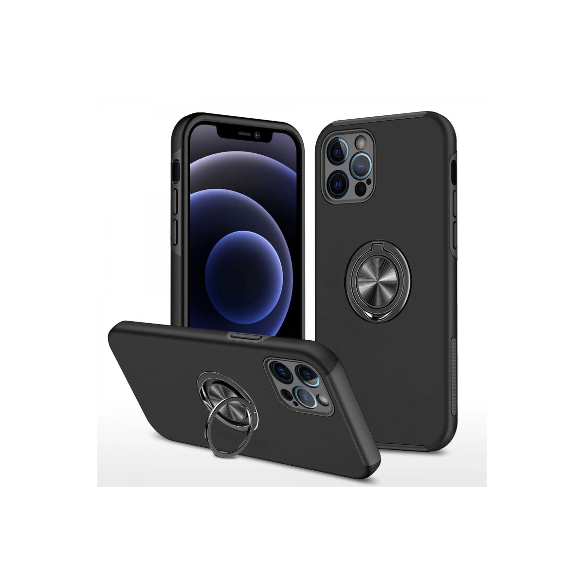 İphone 12 Pro Max Kılıf Elit Yüzüklü Kapak - Siyah İphone 12 Pro Max Kılıf Elit Yüzüklü Kapak - Siyah