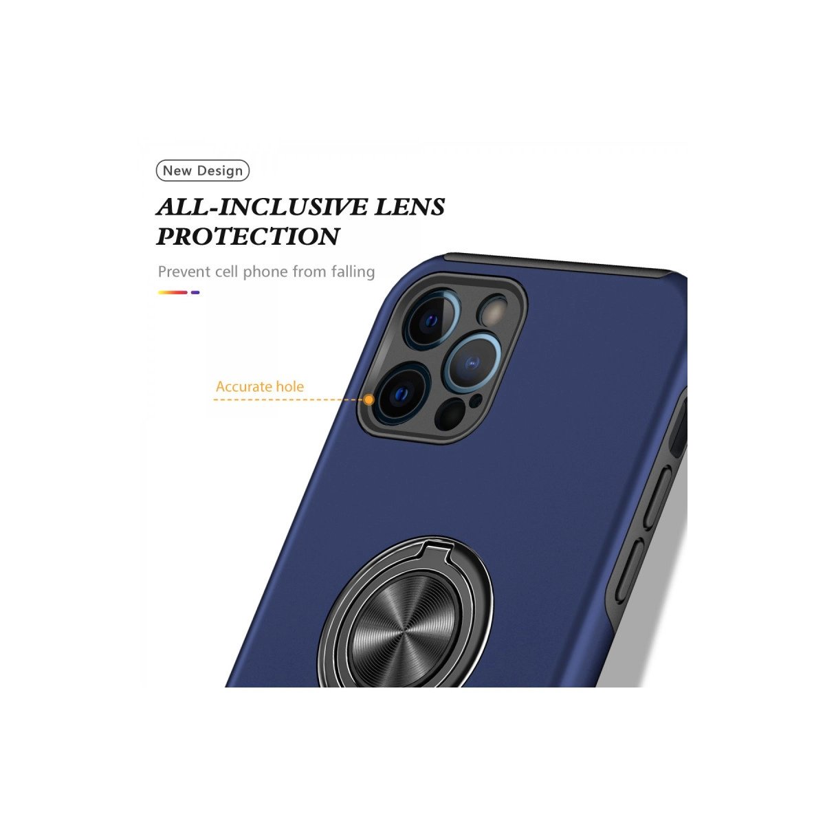 İphone 12 Pro Max Kılıf Elit Yüzüklü Kapak - Lacivert İphone 12 Pro Max Kılıf Elit Yüzüklü Kapak - Lacivert