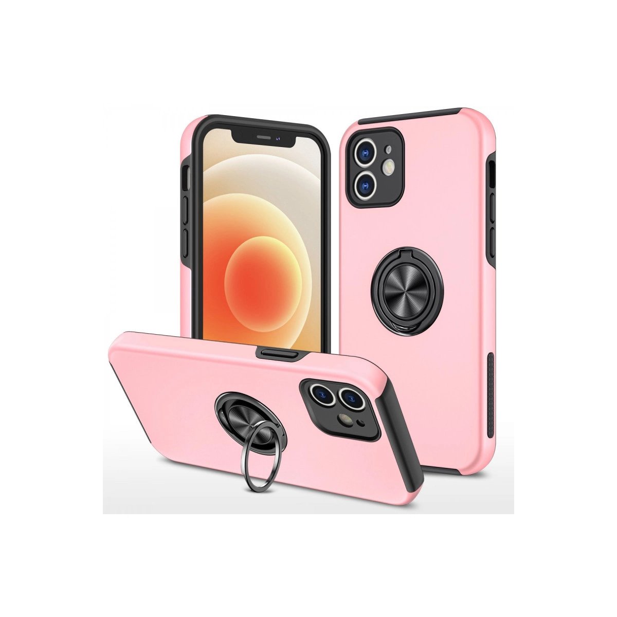 İphone 12 Kılıf Elit Yüzüklü Kapak - Pembe İphone 12 Kılıf Elit Yüzüklü Kapak - Pembe