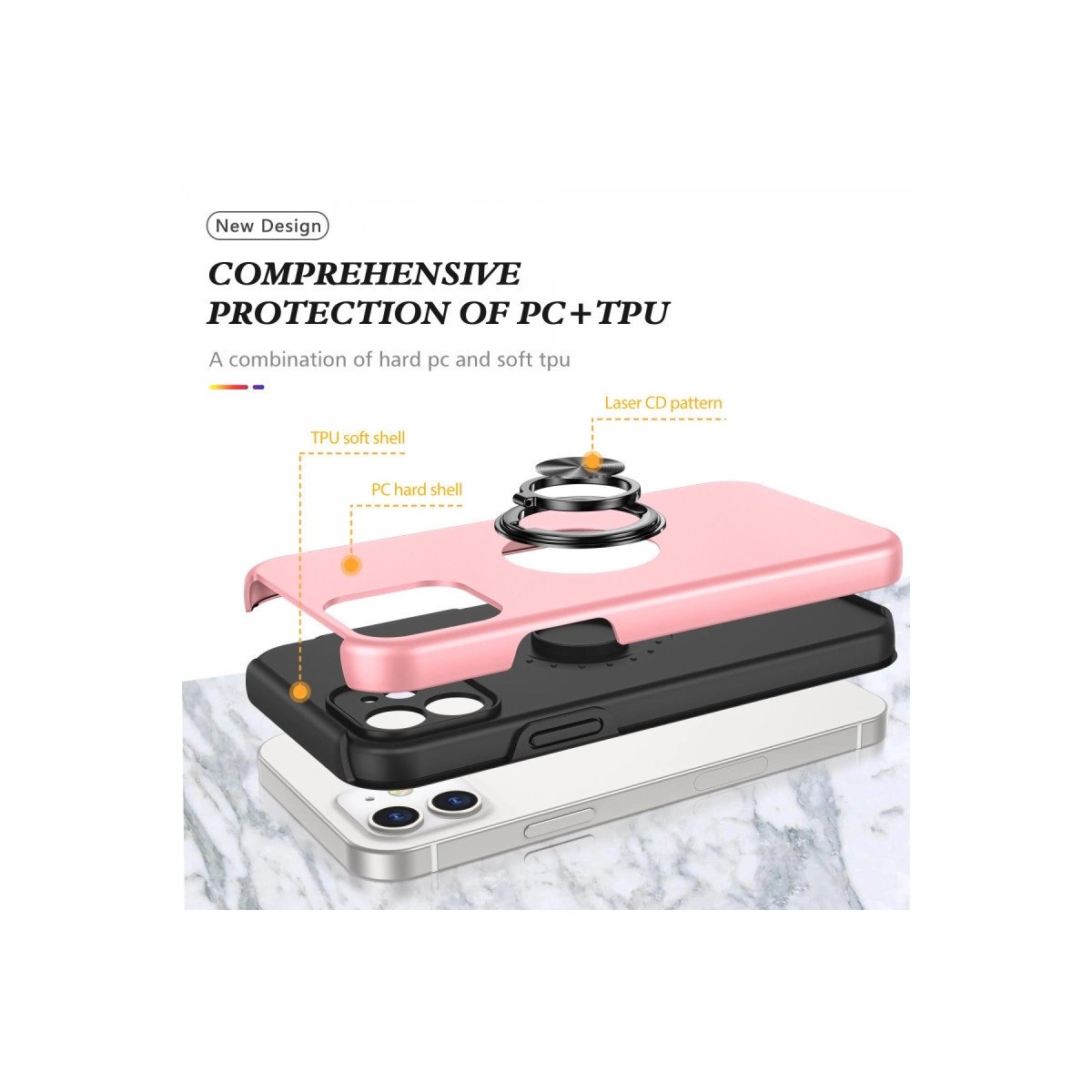 İphone 12 Kılıf Elit Yüzüklü Kapak - Pembe İphone 12 Kılıf Elit Yüzüklü Kapak - Pembe