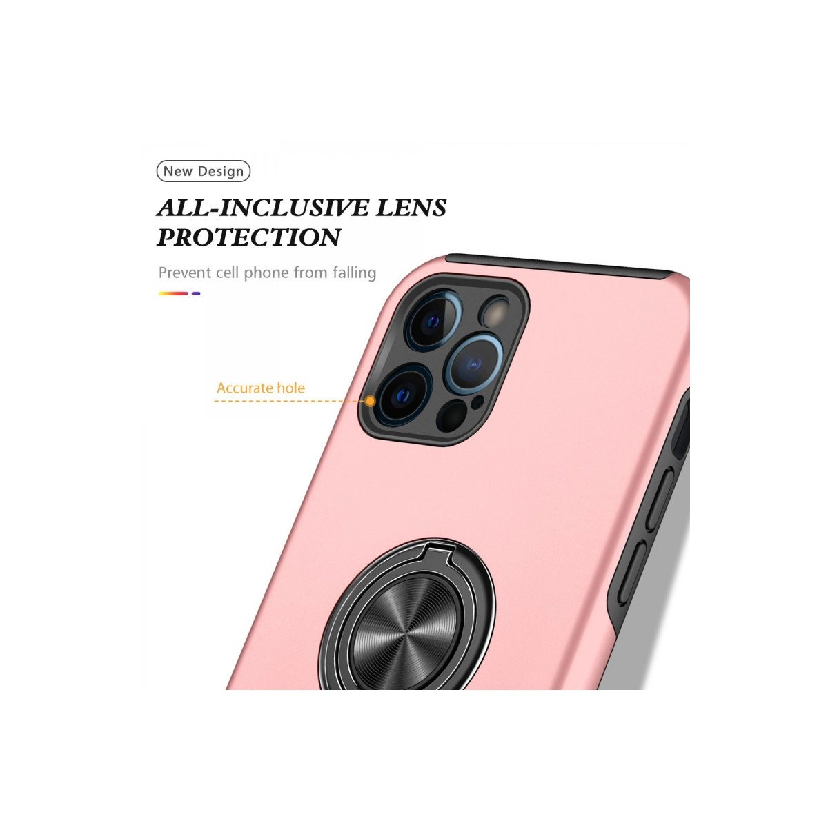 İphone 12 Pro Kılıf Elit Yüzüklü Kapak - Pembe İphone 12 Pro Kılıf Elit Yüzüklü Kapak - Pembe