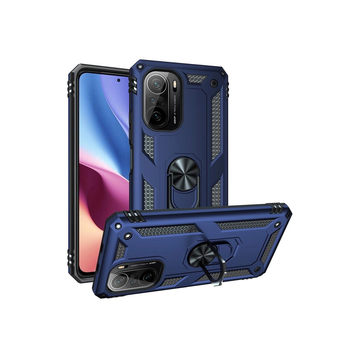 Xiaomi Poco F3 Kılıf Sofya Yüzüklü Silikon Kapak - Lacivert Xiaomi Poco F3 Kılıf Sofya Yüzüklü Silikon Kapak - Lacivert