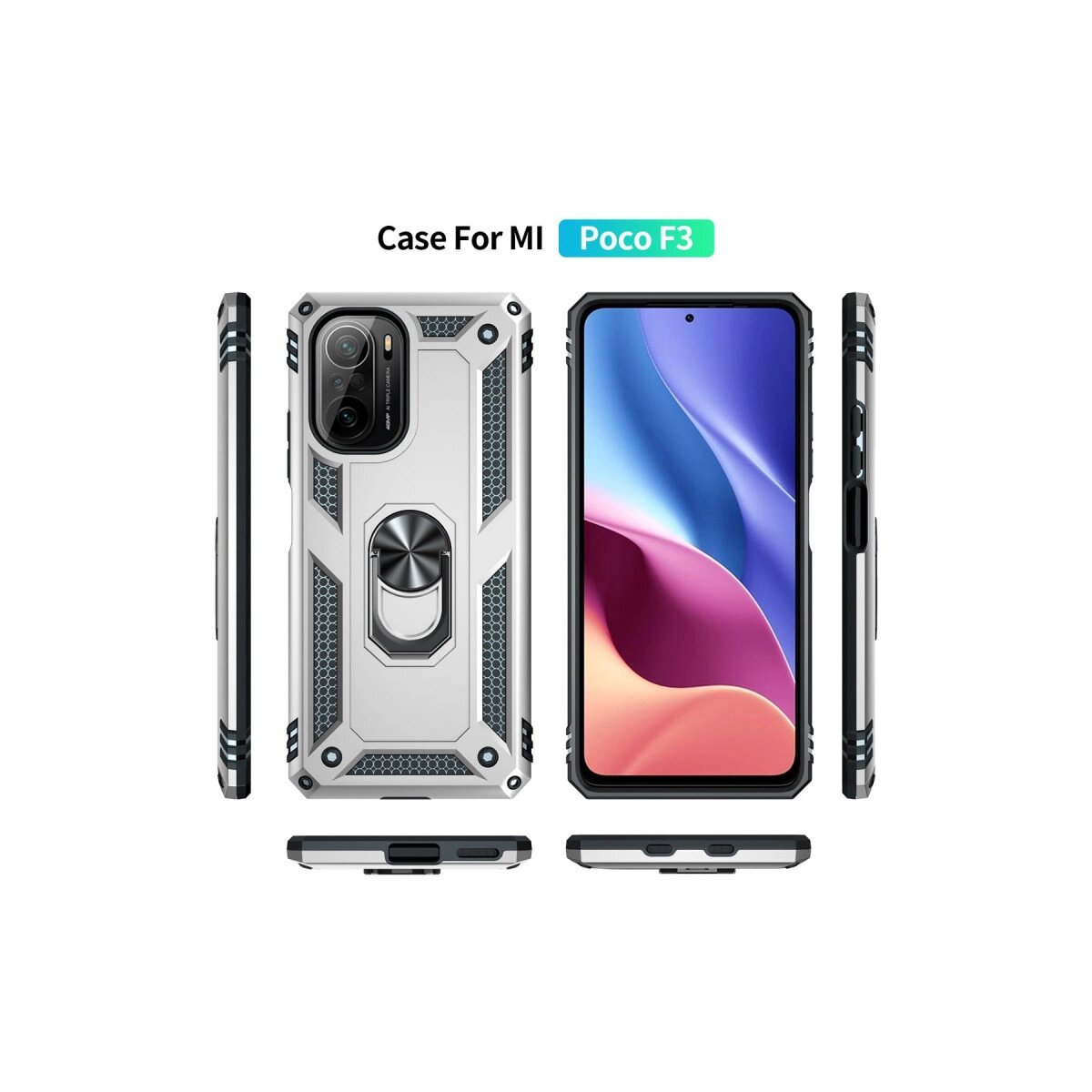 Xiaomi Poco F3 Kılıf Sofya Yüzüklü Silikon Kapak - Gümüş Xiaomi Poco F3 Kılıf Sofya Yüzüklü Silikon Kapak - Gümüş