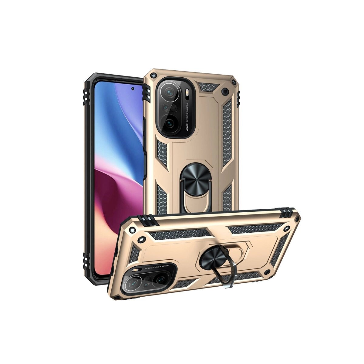 Xiaomi Poco F3 Kılıf Sofya Yüzüklü Silikon Kapak - Gold Xiaomi Poco F3 Kılıf Sofya Yüzüklü Silikon Kapak - Gold