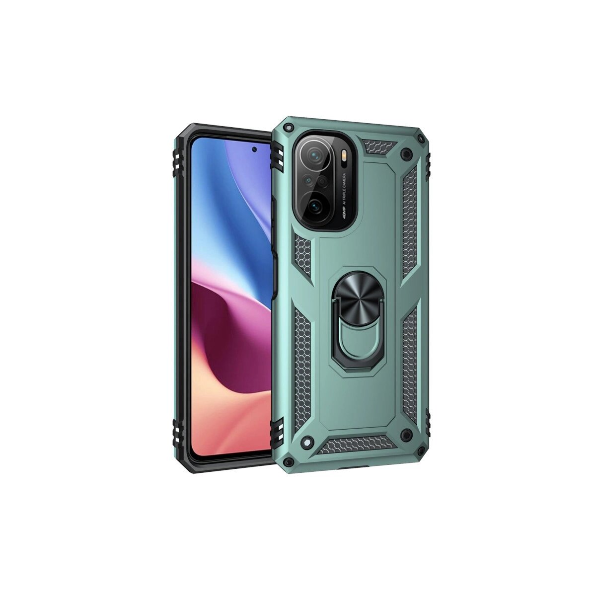Xiaomi Poco F3 Kılıf Sofya Yüzüklü Silikon Kapak - Yeşil Xiaomi Poco F3 Kılıf Sofya Yüzüklü Silikon Kapak - Yeşil