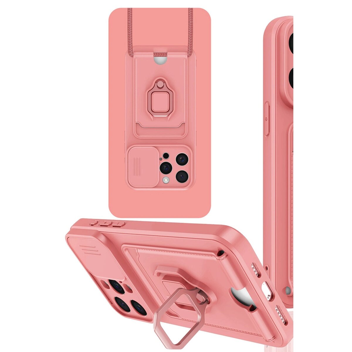 İphone 15 Pro Max Kılıf Zuma Kartvizitli Yüzüklü Silikon - Pembe İphone 15 Pro Max Kılıf Zuma Kartvizitli Yüzüklü Silikon - Pembe