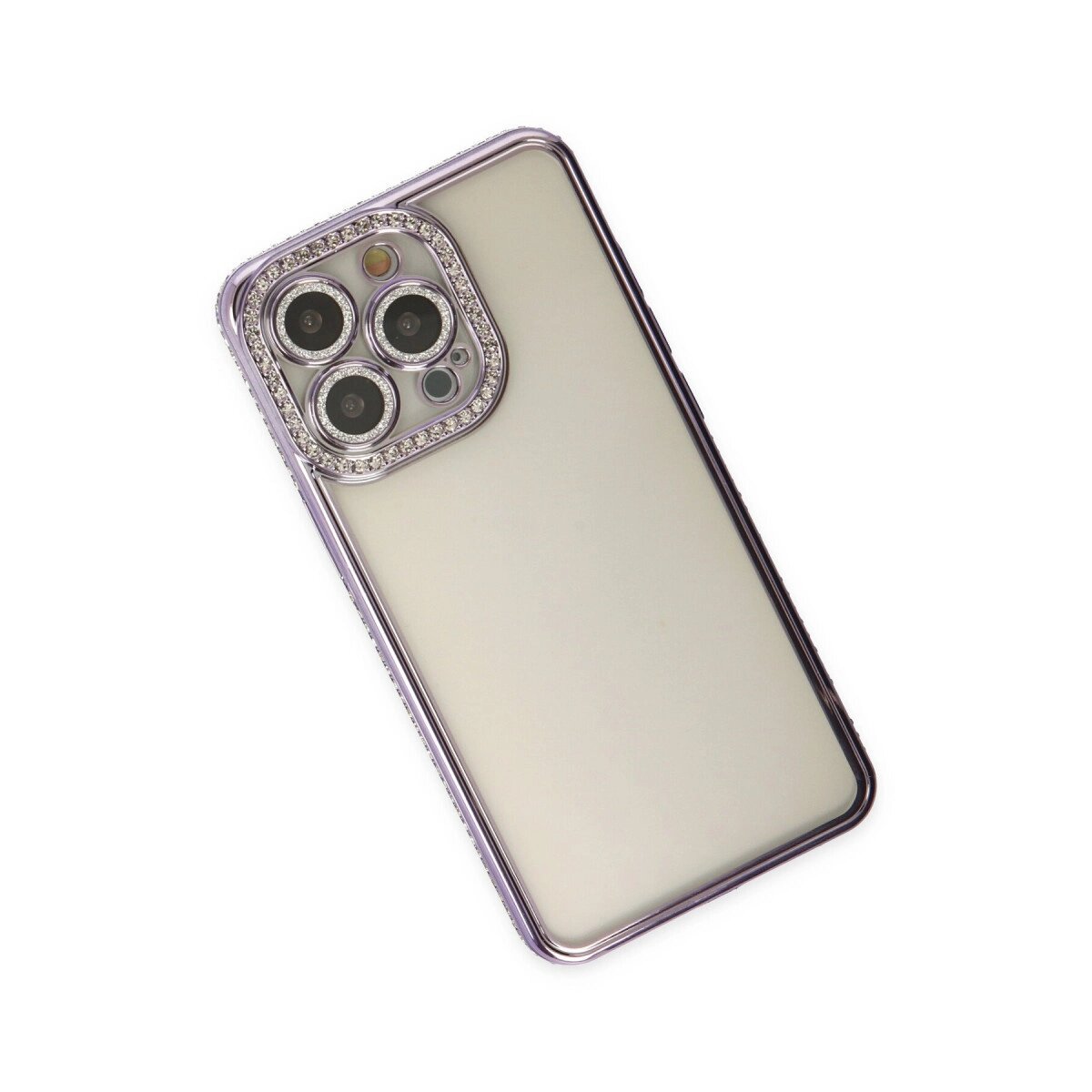 İphone 14 Pro Kılıf Joke Taşlı Silikon - Mor
