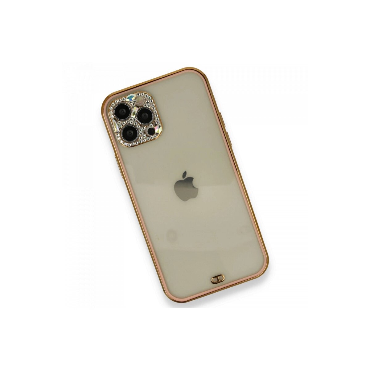 İphone 12 Pro Kılıf Liva Taşlı Silikon - Pembe
