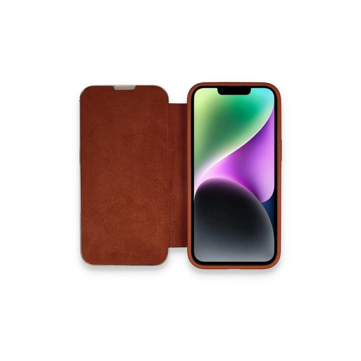 İphone 13 Pro Max Kılıf Dolpin Kapaklı - Kahverengi