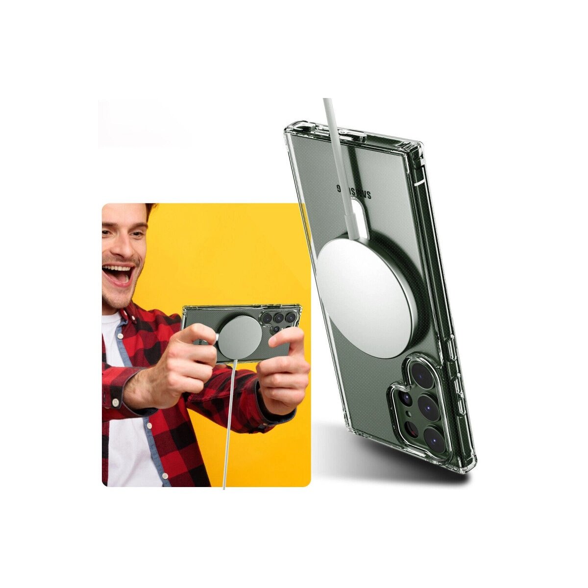 Samsung Galaxy S23 Ultra Kılıf Magneticsafe Şeffaf Silikon - Şeffaf Samsung Galaxy S23 Ultra Kılıf Magneticsafe Şeffaf Silikon - Şeffaf