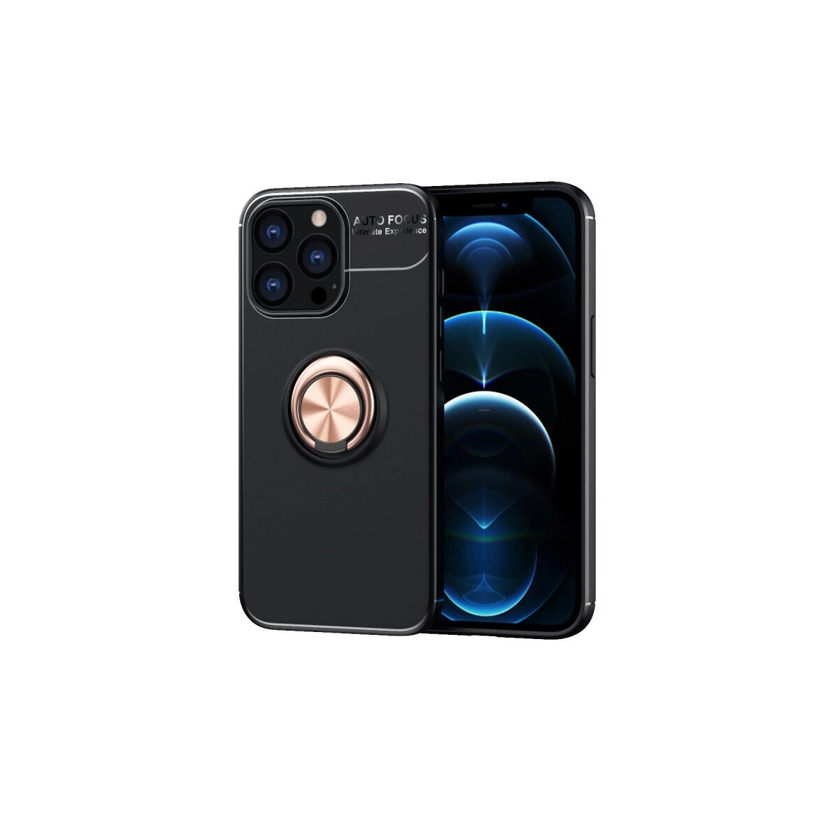 İphone 13 Pro Kılıf Range Yüzüklü Silikon - Siyah-gold