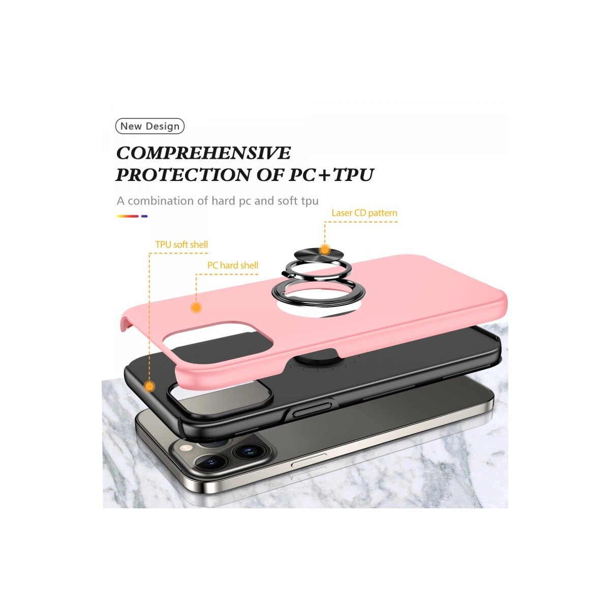 İphone 13 Pro Max Kılıf Elit Yüzüklü Kapak - Pembe İphone 13 Pro Max Kılıf Elit Yüzüklü Kapak - Pembe