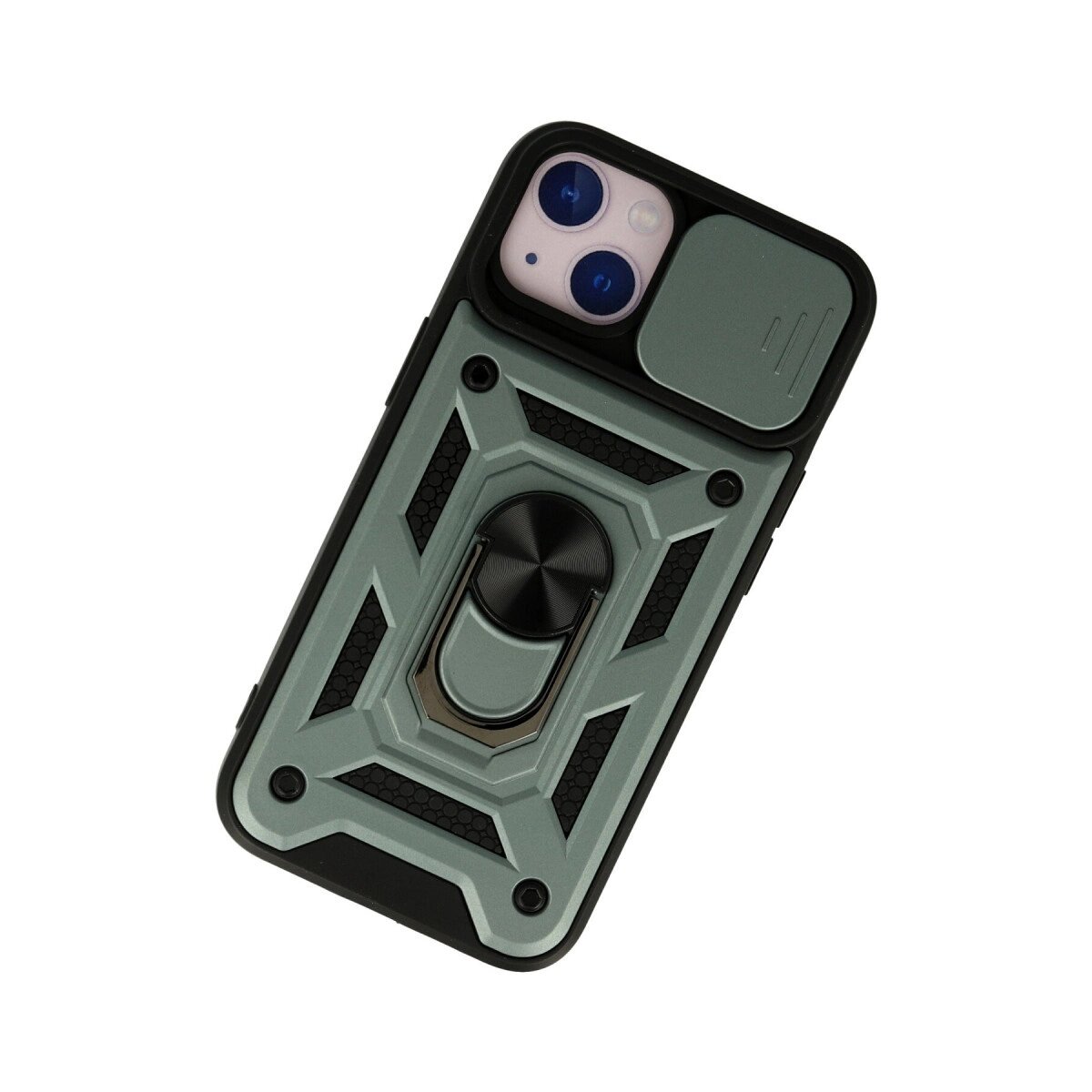 İphone 13 Kılıf Pars Lens Yüzüklü Silikon - Yeşil