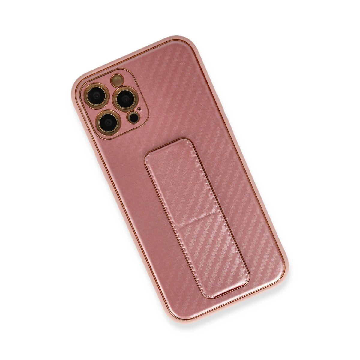İphone 12 Pro Kılıf Coco Karbon Standlı Kapak - Pembe İphone 12 Pro Kılıf Coco Karbon Standlı Kapak - Pembe