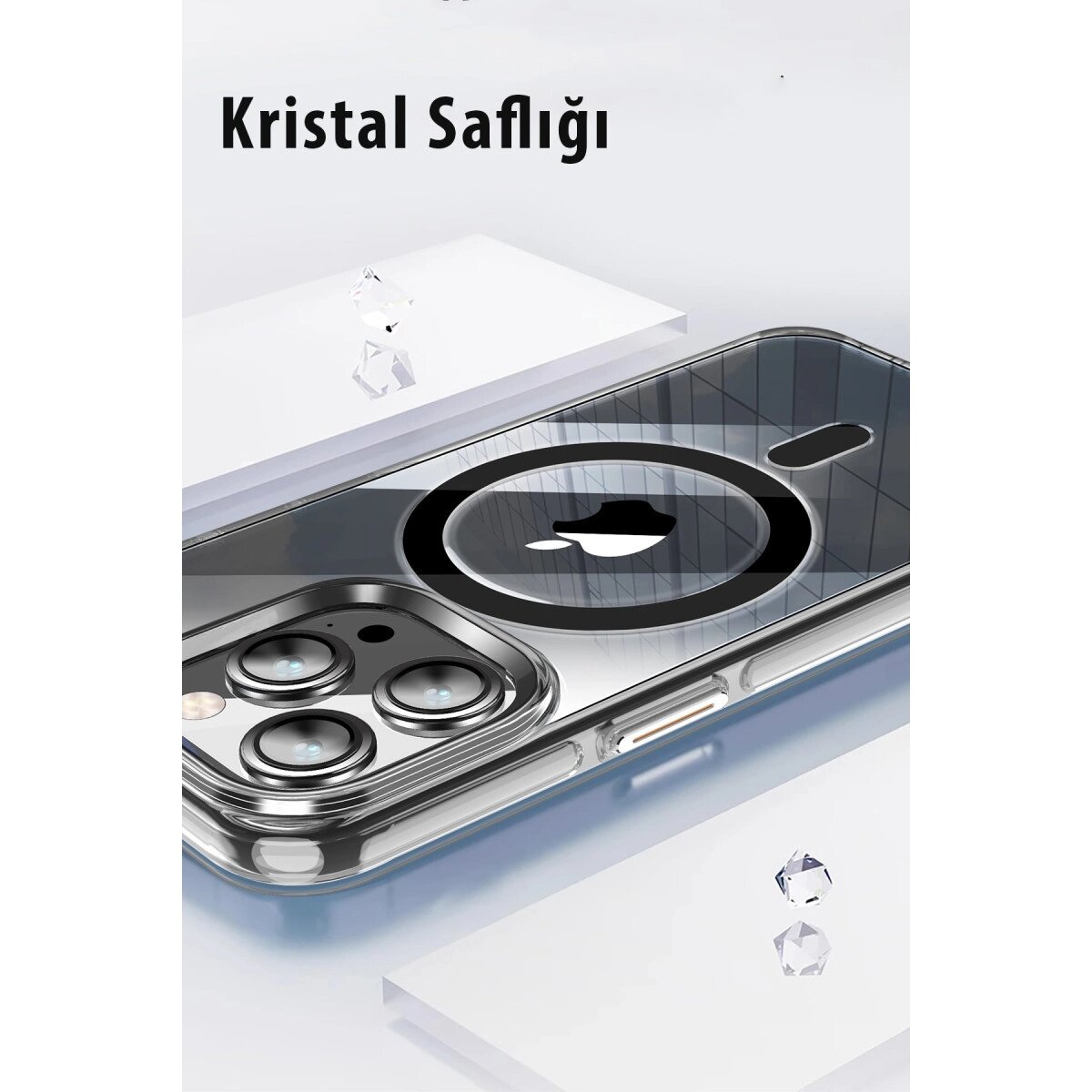 Joko İphone 15 Pro Max Kılıf Crystal Magsafe Kapak - Şeffaf