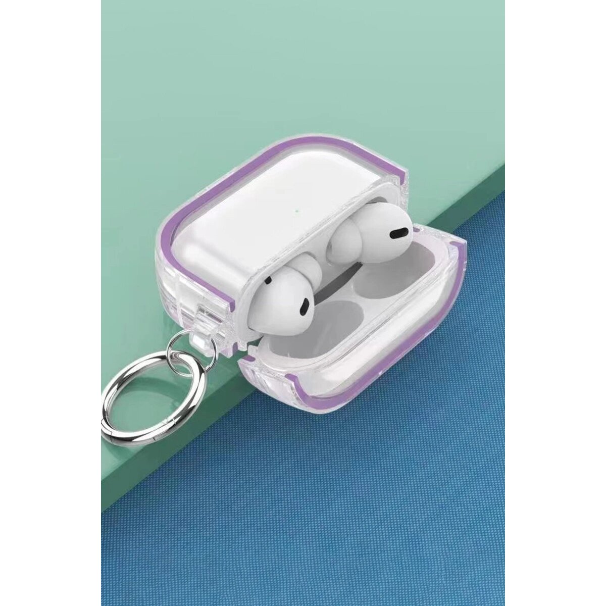 Airpods Pro 2 (2.nesil) Shiny Şeffaf Kılıf - Mor Airpods Pro 2 (2.nesil) Shiny Şeffaf Kılıf - Mor