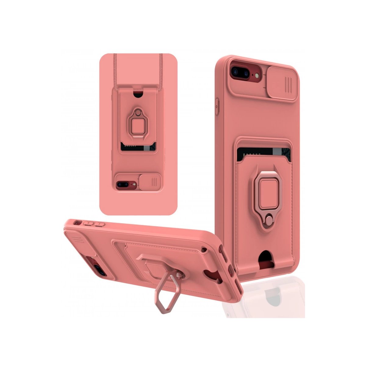İphone 7 Plus Kılıf Zuma Kartvizitli Yüzüklü Silikon - Pembe İphone 7 Plus Kılıf Zuma Kartvizitli Yüzüklü Silikon - Pembe