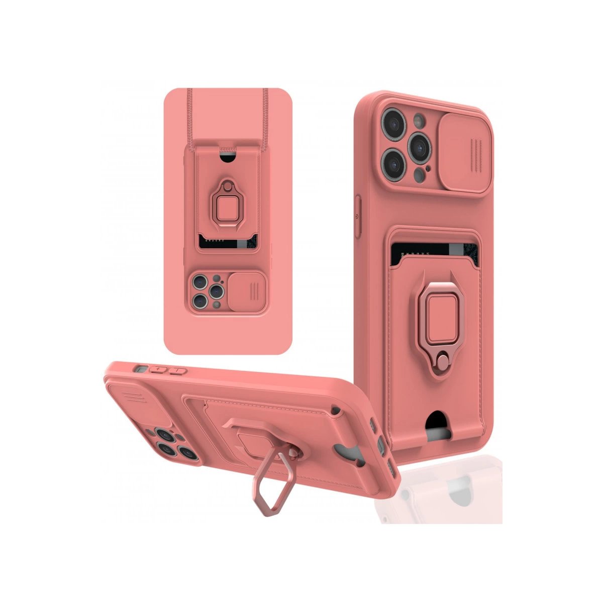 İphone 12 Pro Max Kılıf Zuma Kartvizitli Yüzüklü Silikon - Pembe İphone 12 Pro Max Kılıf Zuma Kartvizitli Yüzüklü Silikon - Pembe
