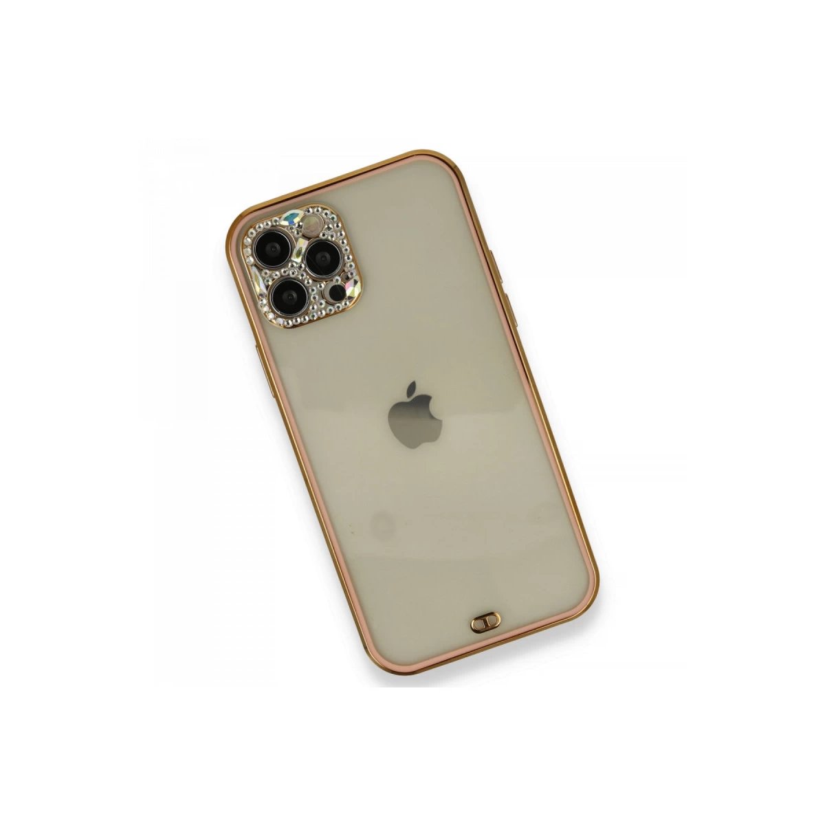 İphone 12 Pro Kılıf Liva Taşlı Silikon - Pembe İphone 12 Pro Kılıf Liva Taşlı Silikon - Pembe