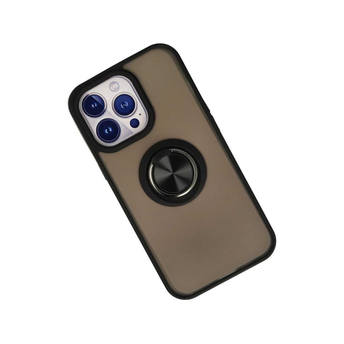 İphone 13 Pro Max Kılıf Montreal Yüzüklü Silikon Kapak - Siyah