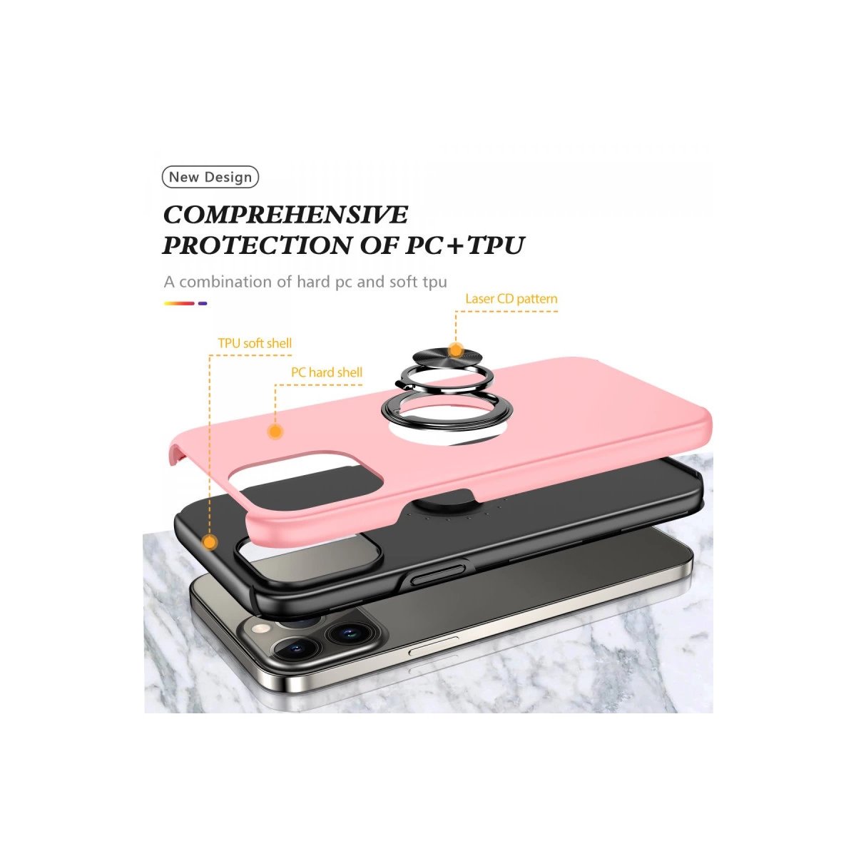 İphone 13 Pro Max Kılıf Elit Yüzüklü Kapak - Pembe İphone 13 Pro Max Kılıf Elit Yüzüklü Kapak - Pembe