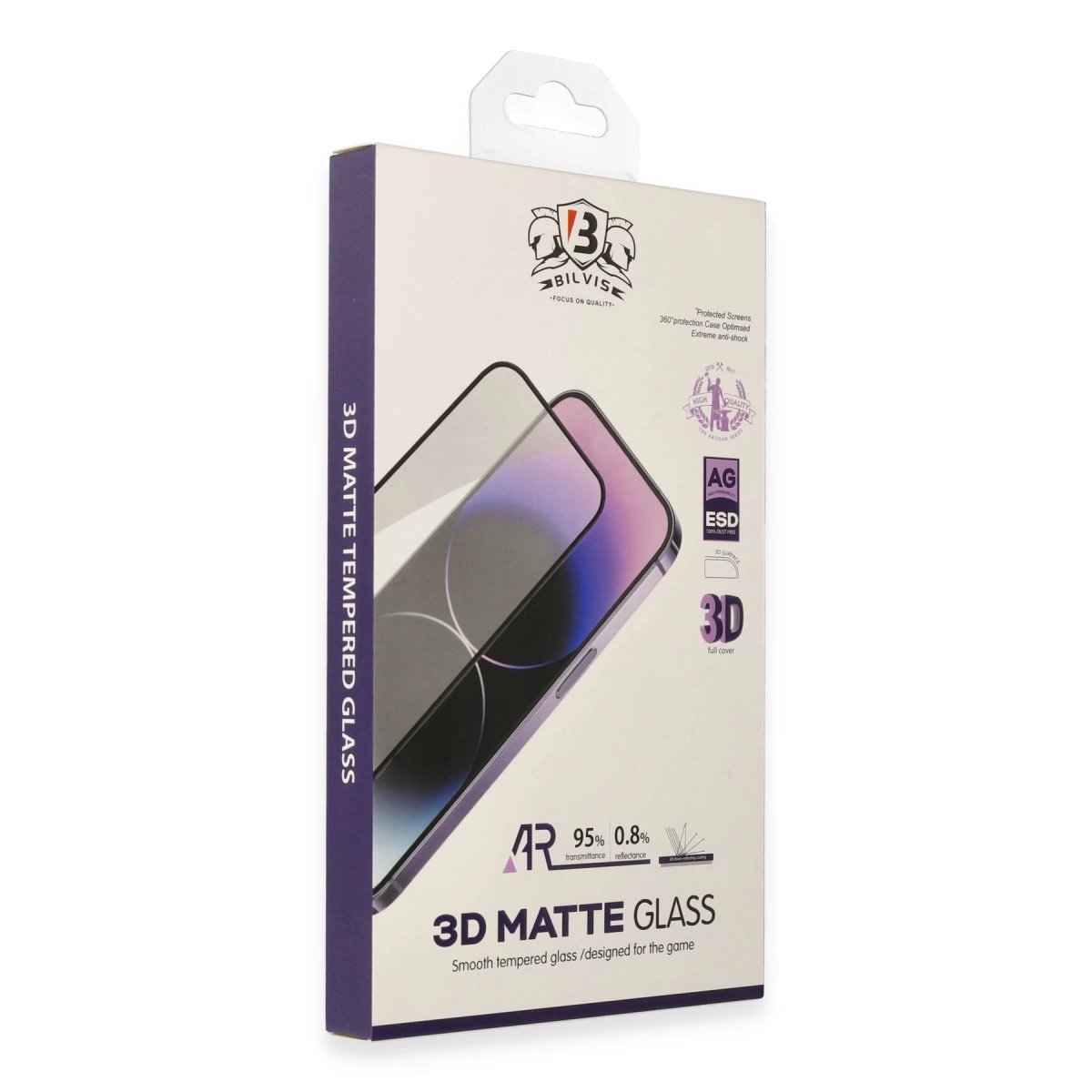 İphone 15 Pro Max Bilvis 3d Mat Cam Ekran Koruyucu