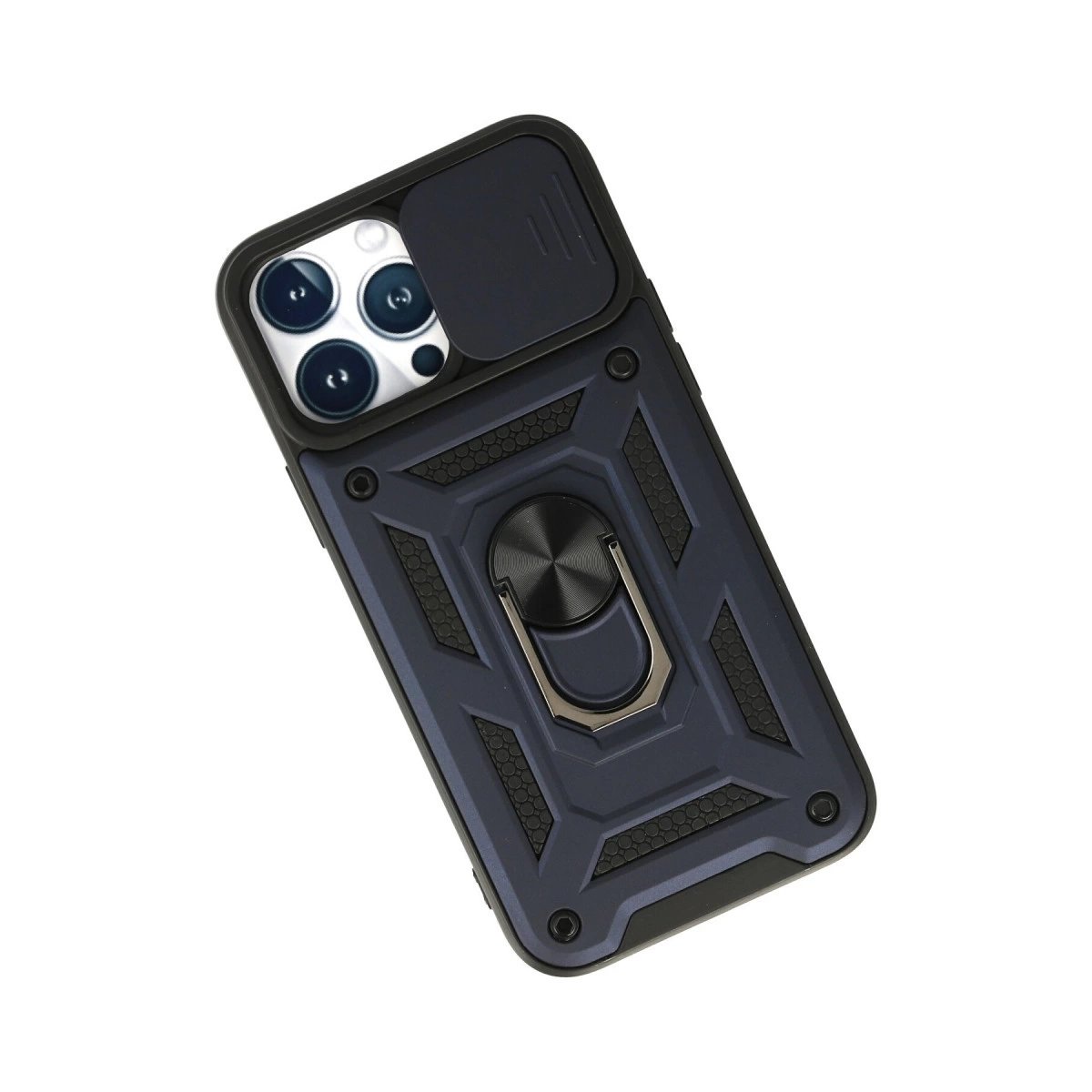 İphone 13 Pro Max Kılıf Pars Lens Yüzüklü Silikon - Lacivert
