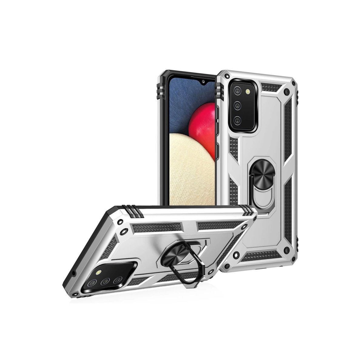 Samsung Galaxy A03s Kılıf Sofya Yüzüklü Silikon Kapak - Gümüş Samsung Galaxy A03s Kılıf Sofya Yüzüklü Silikon Kapak - Gümüş