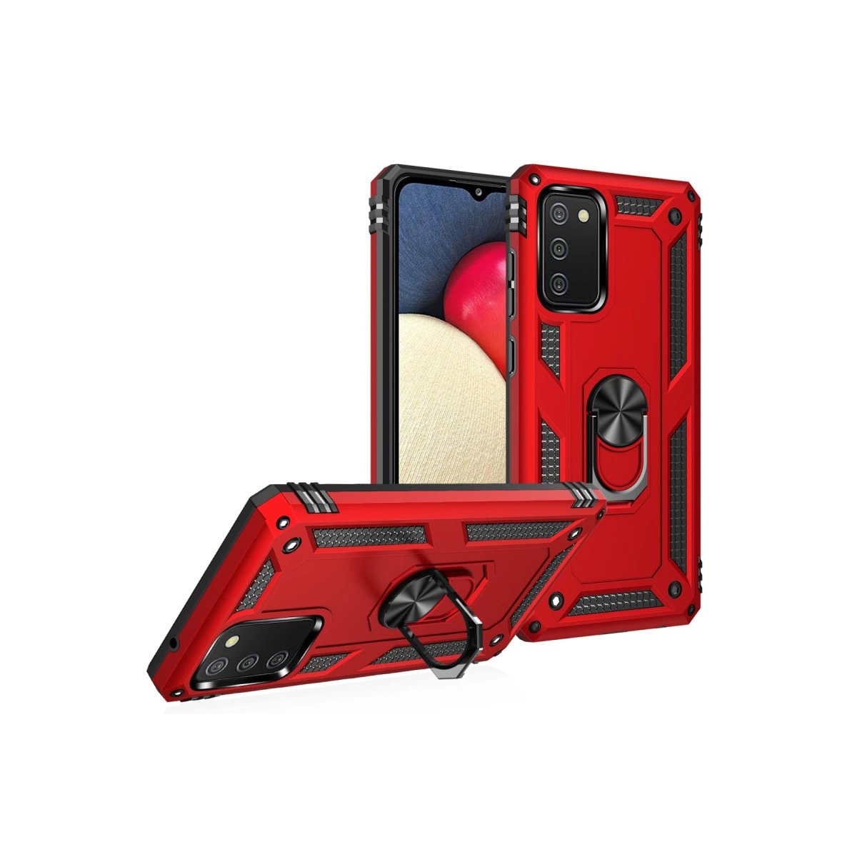 Samsung Galaxy A03s Kılıf Sofya Yüzüklü Silikon Kapak - Kırmızı Samsung Galaxy A03s Kılıf Sofya Yüzüklü Silikon Kapak - Kırmızı