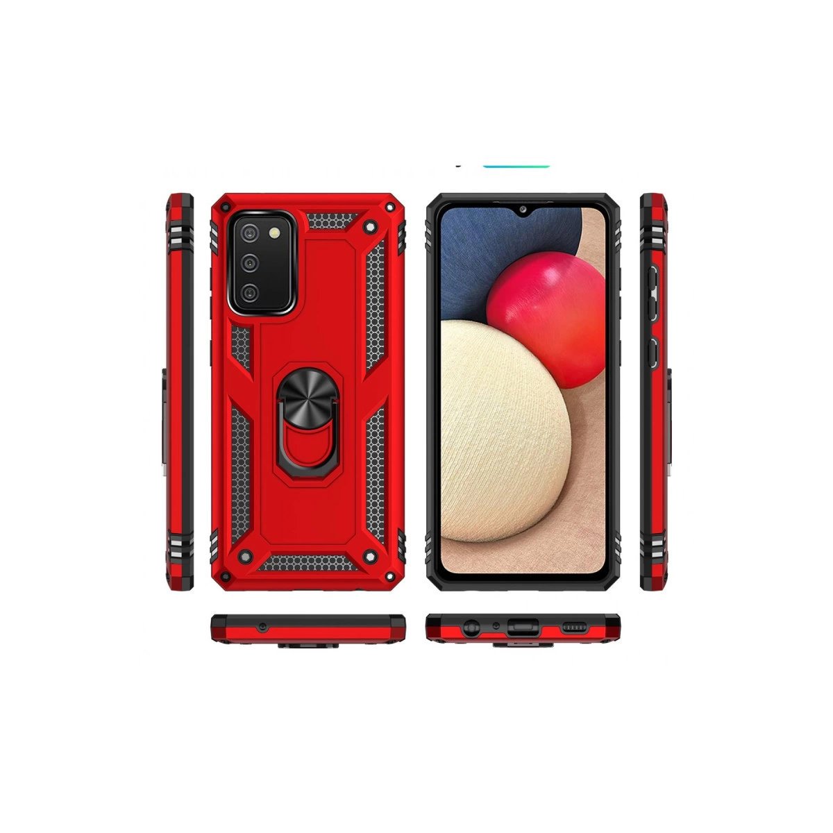 Samsung Galaxy A03s Kılıf Sofya Yüzüklü Silikon Kapak - Kırmızı Samsung Galaxy A03s Kılıf Sofya Yüzüklü Silikon Kapak - Kırmızı