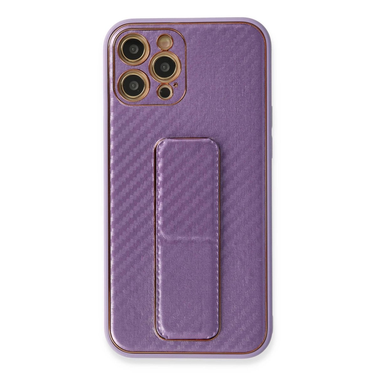 İphone 12 Pro Kılıf Coco Karbon Standlı Kapak - Mor İphone 12 Pro Kılıf Coco Karbon Standlı Kapak - Mor