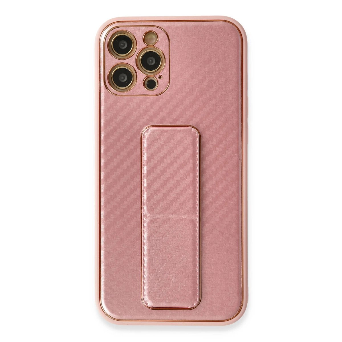 İphone 12 Pro Kılıf Coco Karbon Standlı Kapak - Pembe İphone 12 Pro Kılıf Coco Karbon Standlı Kapak - Pembe