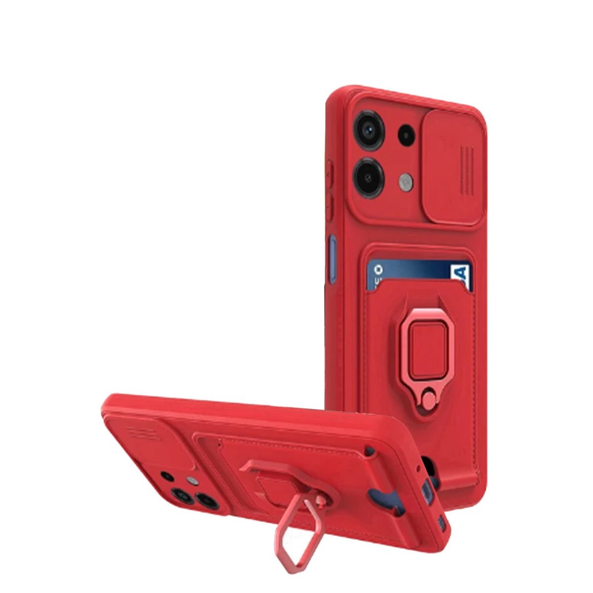 Xiaomi Redmi Note 13 4g Kılıf Zuma Kartvizitli Yüzüklü Silikon - Kırmızı Xiaomi Redmi Note 13 4g Kılıf Zuma Kartvizitli Yüzüklü Silikon - Kırmızı