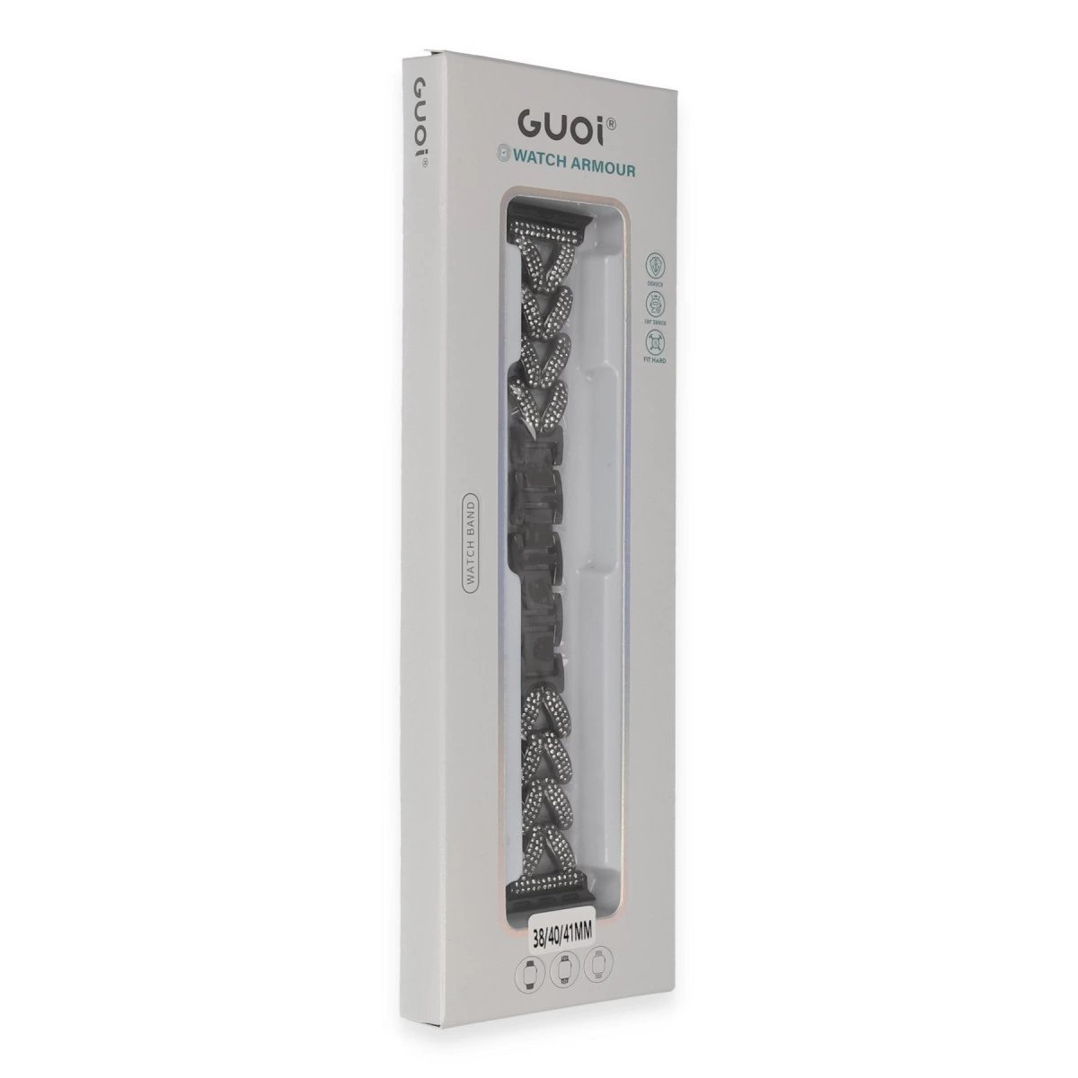 Apple Watch 38mm Node Taşlı Kordon - Siyah