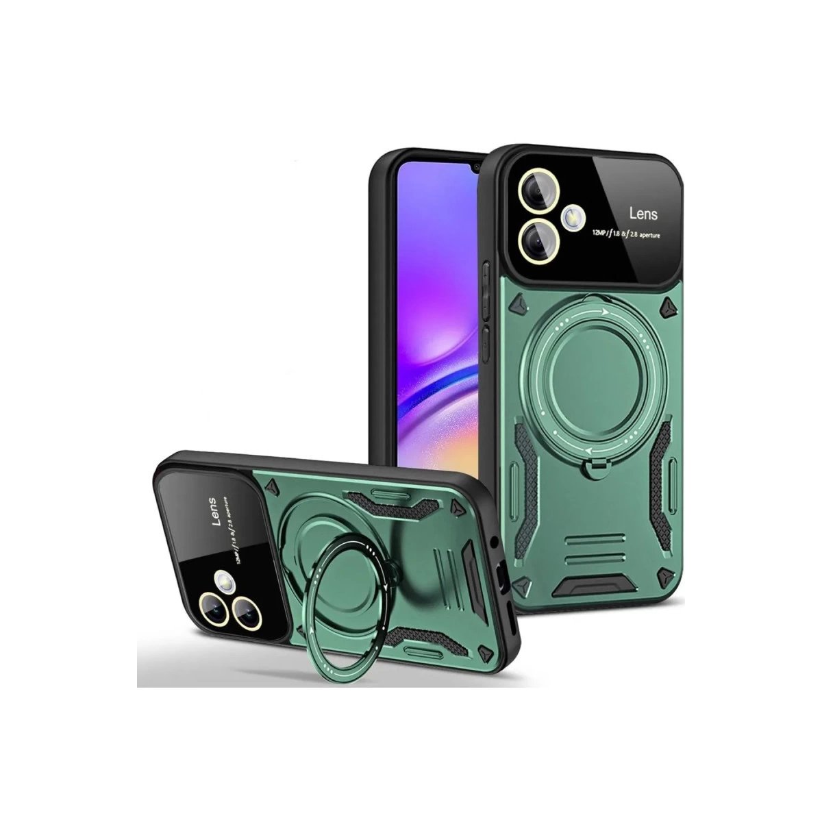 Samsung Galaxy A05 Kılıf Joy Lens Standlı Kapak - Koyu Yeşil Samsung Galaxy A05 Kılıf Joy Lens Standlı Kapak - Koyu Yeşil