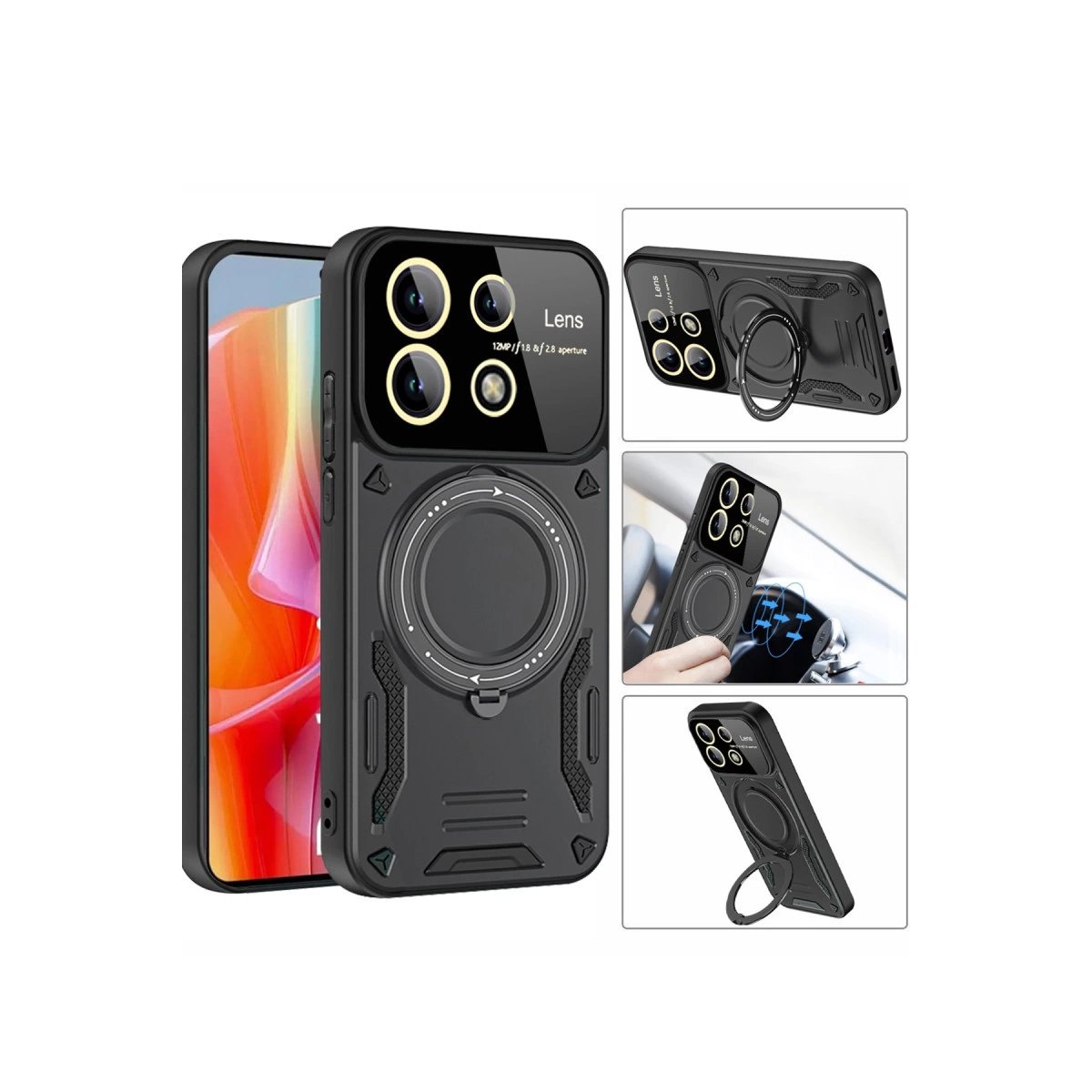 Xiaomi Redmi Note 13 Pro 4g Kılıf Joy Lens Standlı Kapak - Kırmızı Xiaomi Redmi Note 13 Pro 4g Kılıf Joy Lens Standlı Kapak - Kırmızı