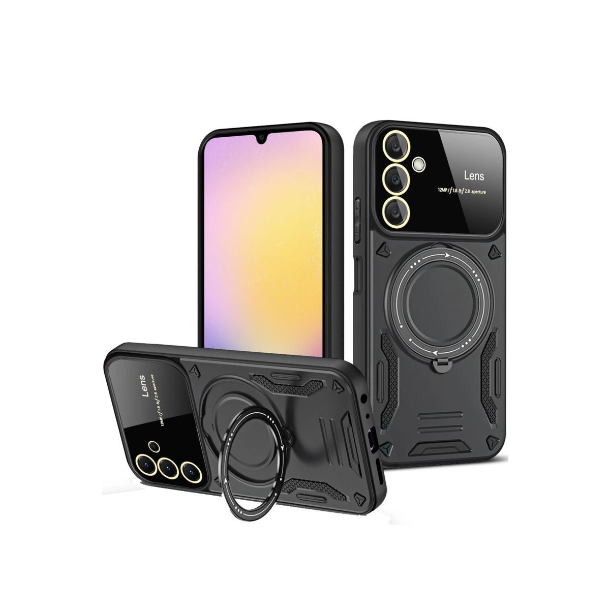 Samsung Galaxy S25 Plus Kılıf Joy Lens Standlı Kapak - Siyah Samsung Galaxy S25 Plus Kılıf Joy Lens Standlı Kapak - Siyah