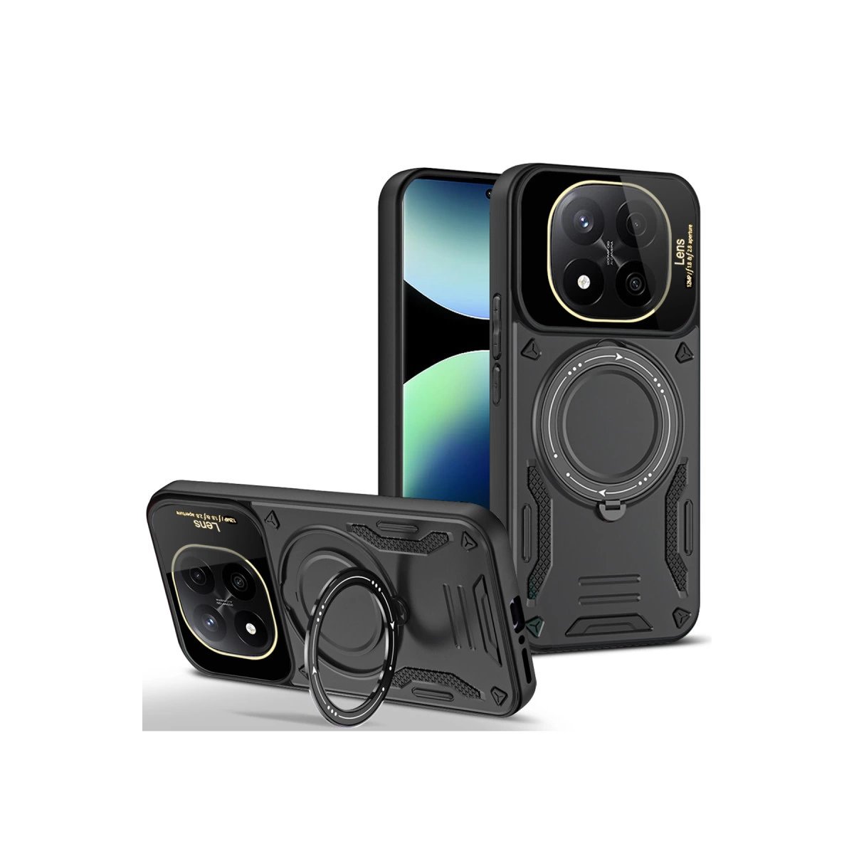 Xiaomi Redmi Note 14 Pro Plus Kılıf Joy Lens Standlı Kapak - Siyah Xiaomi Redmi Note 14 Pro Plus Kılıf Joy Lens Standlı Kapak - Siyah