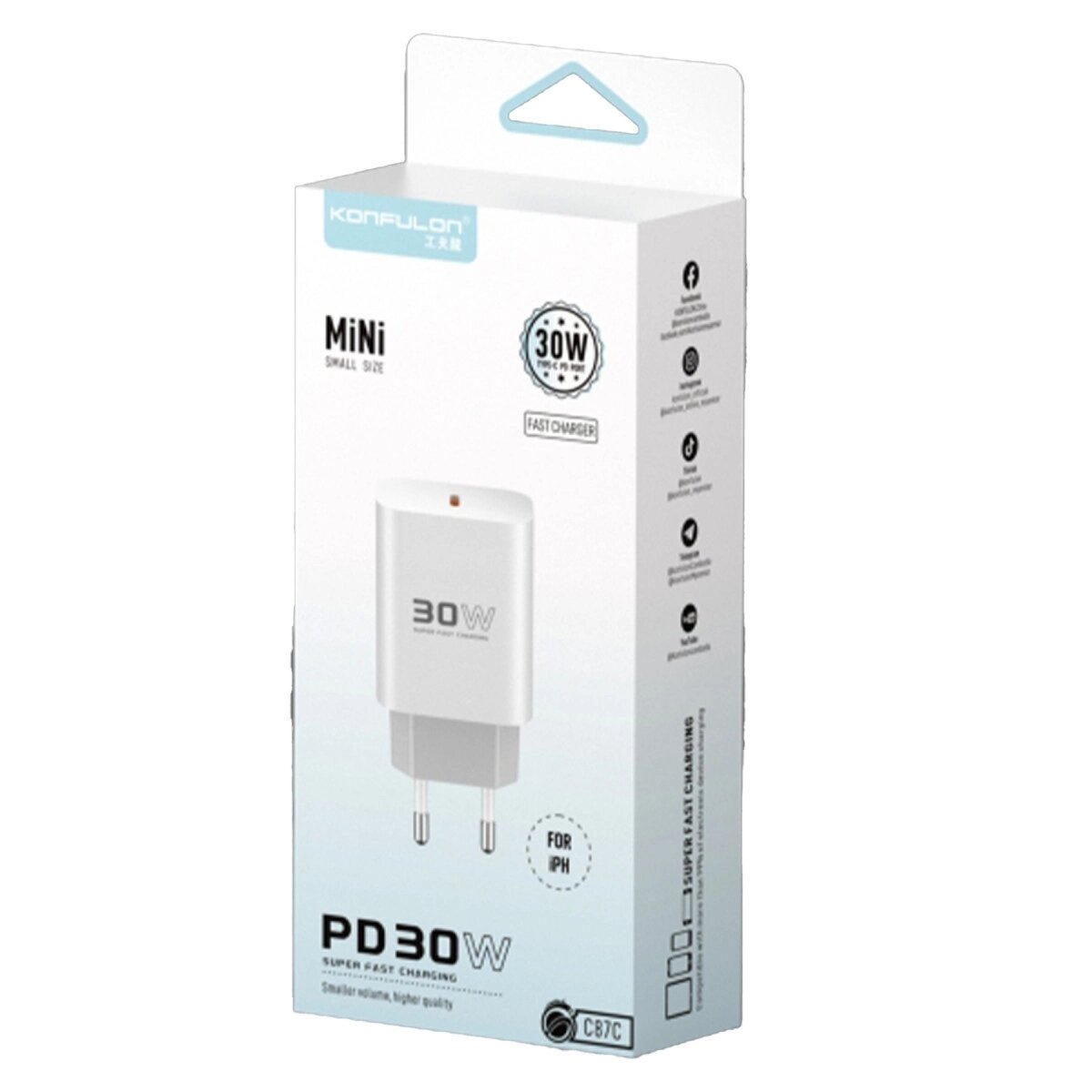 C87c 30w Type-c Çıkışlı Ekstra Dl50 1m Type-c To Lightning Kablolu Pd Şarj Cihazı - Beyaz C87c 30w Type-c Çıkışlı Ekstra Dl50 1m Type-c To Lightning Kablolu Pd Şarj Cihazı - Beyaz