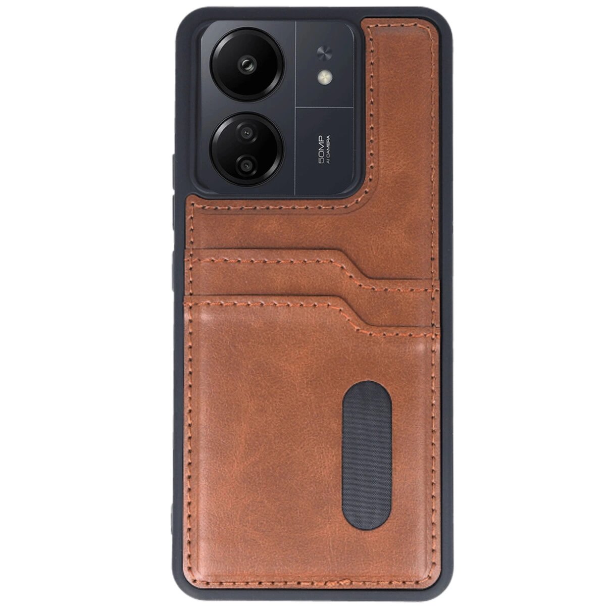 Xiaomi Redmi 13c Kılıf Sara Kartvizitli Deri Kılıf - Taba Xiaomi Redmi 13c Kılıf Sara Kartvizitli Deri Kılıf - Taba