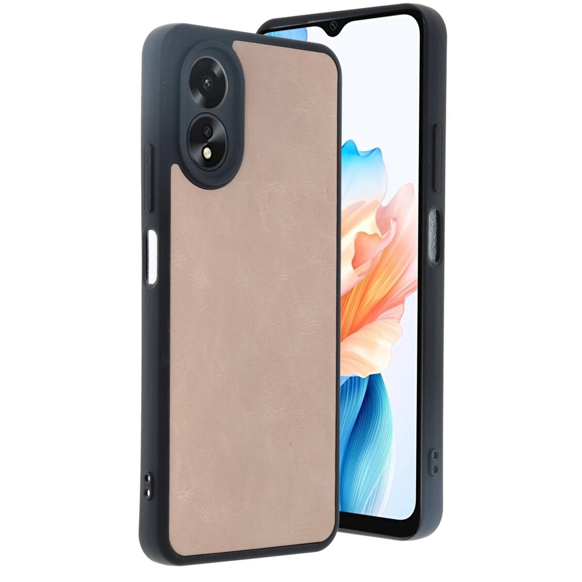 Oppo A38 Kılıf Aras Deri Kapak - Pudra Oppo A38 Kılıf Aras Deri Kapak - Pudra